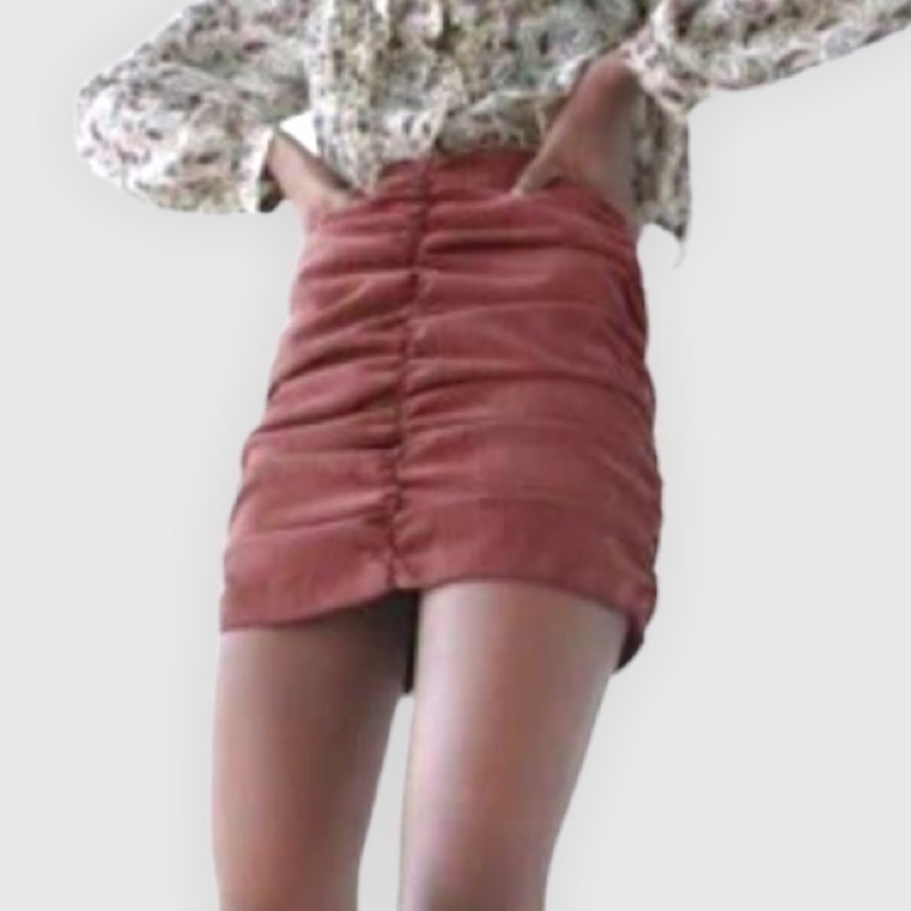 Zara Rouge corduroy zip back mini skirt brand-new with tags sz M